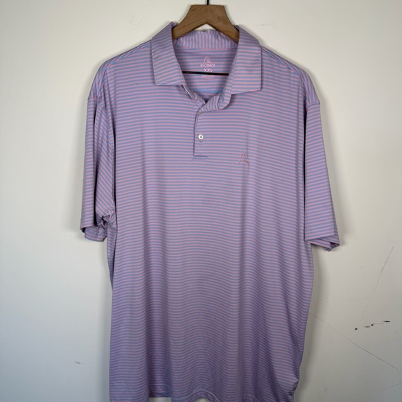 Rhoback Other - Rhoback Pink Blue Stripe Short Sleeve Polo Men's Size XXL Golf Office Casual